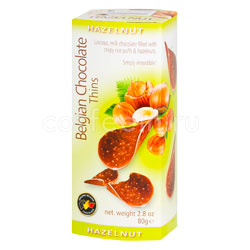 Шоколадные чипсы Belgian Chocolate Thins Лесной орех 80 гр